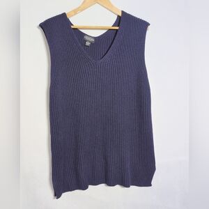 J. Peterman Lexington Sz XL Navy Ribbed Knit Sleeveless Sweater Vest